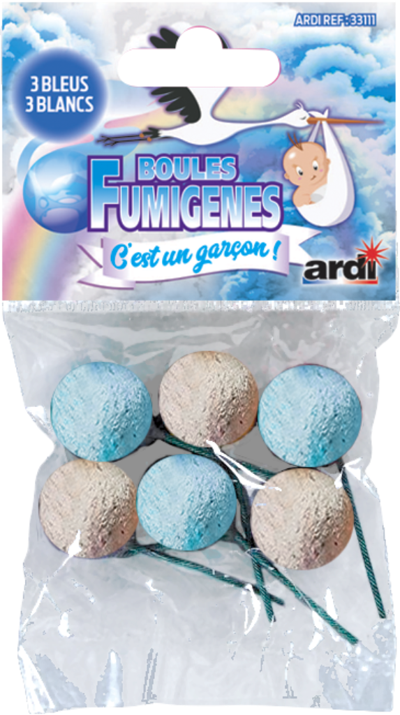 BOULES FUMIGÈNES BLANC & BLEU (pièce)