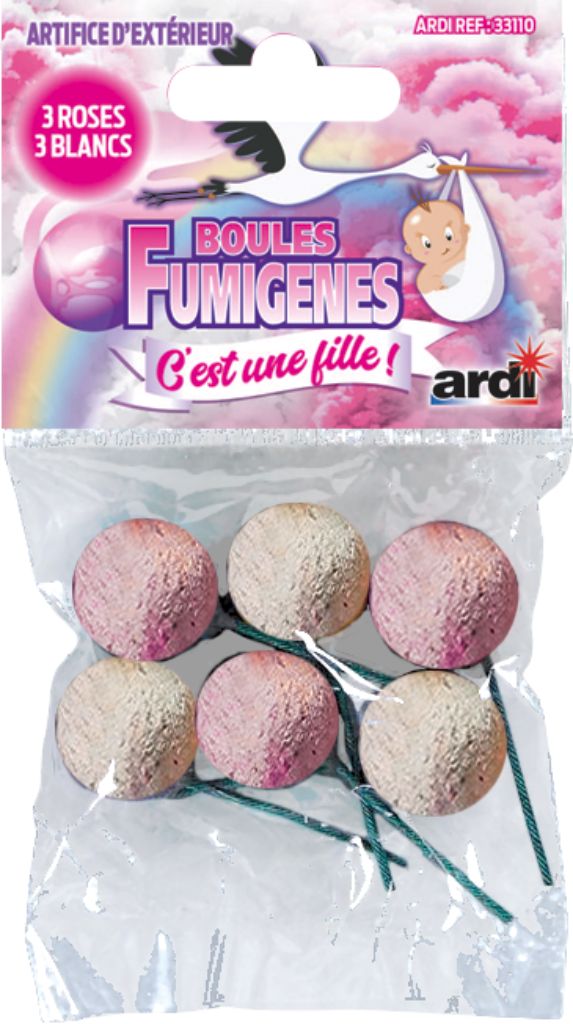 BOULES FUMIGÈNES BLANC & ROSE (pièce)