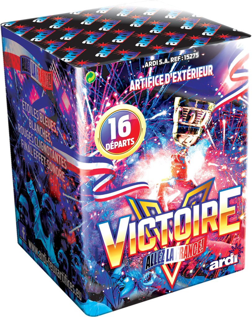 VK16-25mm-16Dép-Etoiles bleues, blanches rouges cligno final sonore (pièce)