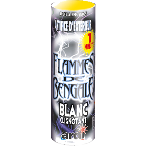 FLAMME DE BENGALE 1MN CLIGNOTANTE BLANCHE