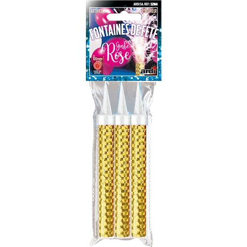 SACHET DE 3 FONTAINES 120MM GERBE ROSE