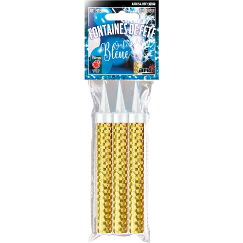 SACHET DE 3 FONTAINES 120MM GERBE BLEUE