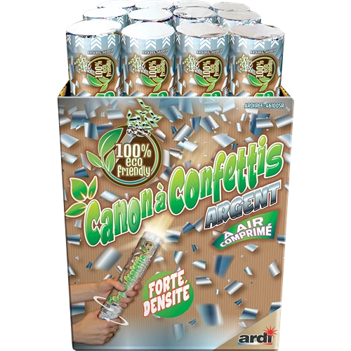 CANON LANCE-CONFETTIS ARGENT 30CM ECO FRIENDLY