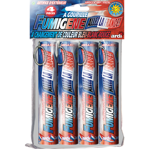 FUMIGÈNES À GOUPILLE À CHANGEMENT DE COULEUR BLEU-BLANC-ROUGE