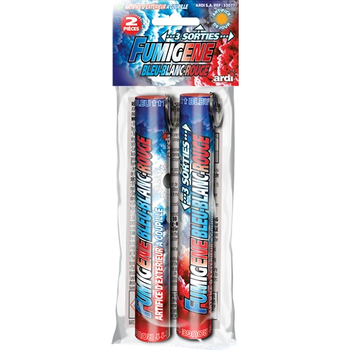 FUMIGÈNES À GOUPILLE 3 SORTIES BLEU-BLANC-ROUGE
