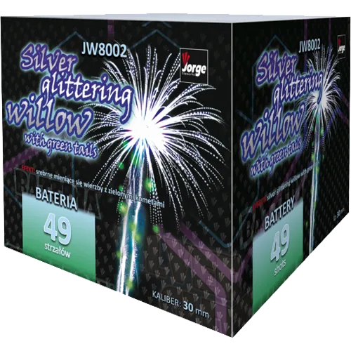 Saule scintillant argenté à queue de comète verte (pièce)