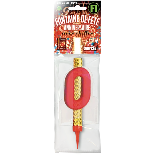 12 FONTAINES ANNIVERSAIRE 120mm ''0'' EN SACHET