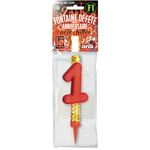 12 FONTAINE ANNIVERSAIRE 120mm ''1'' EN SACHET