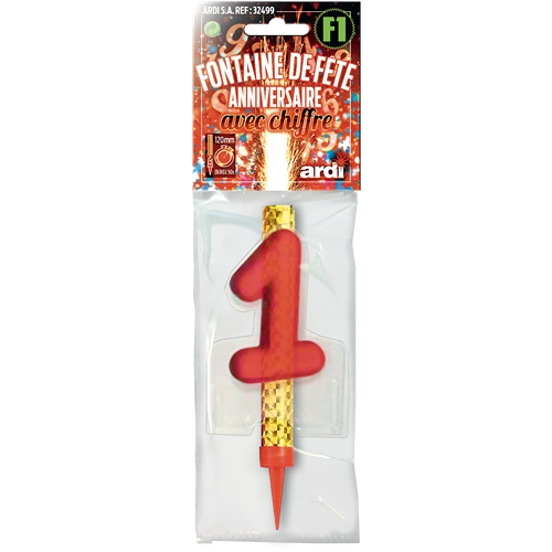 12 FONTAINE ANNIVERSAIRE 120mm ''1'' EN SACHET