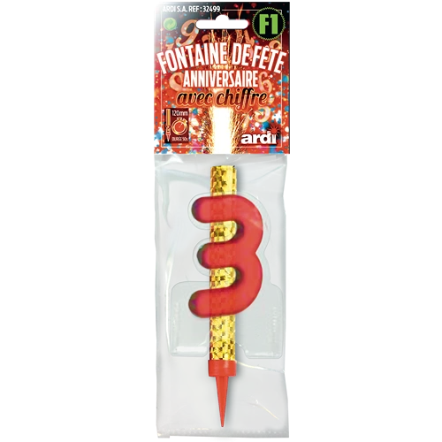 12 FONTAINE ANNIVERSAIRE 120mm ''3'' EN SACHET
