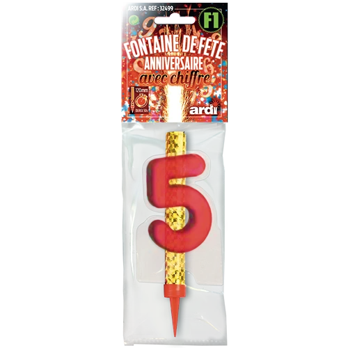 12 FONTAINE ANNIVERSAIRE 120mm ''5'' EN SACHET