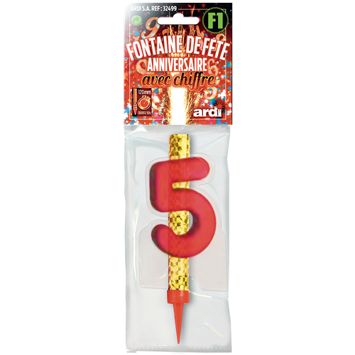 12 FONTAINE ANNIVERSAIRE 120mm ''5'' EN SACHET