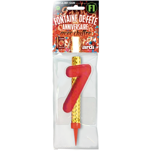 12 FONTAINE ANNIVERSAIRE 120mm ''7'' EN SACHET