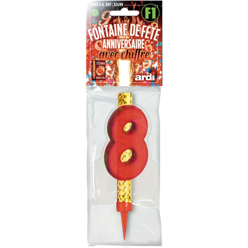 12 FONTAINE ANNIVERSAIRE 120mm ''8'' EN SACHET