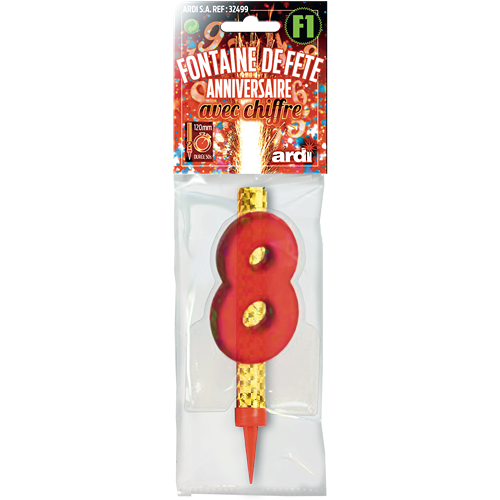 12 FONTAINE ANNIVERSAIRE 120mm ''8'' EN SACHET