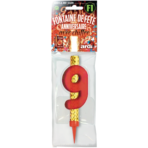 12 FONTAINE ANNIVERSAIRE 120mm ''9'' EN SACHET