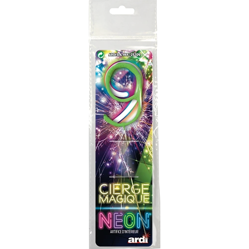CIERGE MAGIQUE NÉON ASSORTI 9