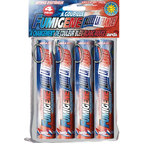 [SC33076] FUMIGÈNES À GOUPILLE À CHANGEMENT DE COULEUR BLEU-BLANC-ROUGE (pièce)