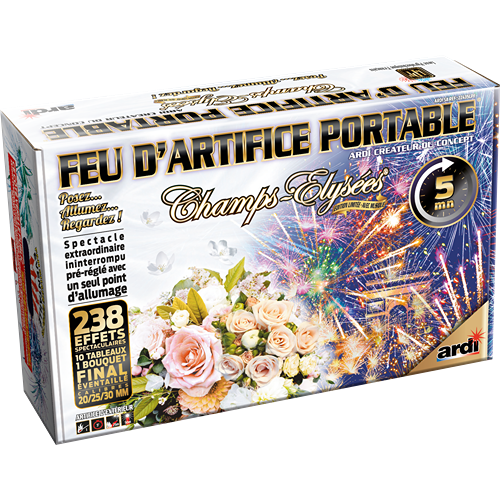 [22435LPF] FEU D'ARTIFICE PORTABLE® CHAMPS-ÉLYSÉES® MARIAGE PRESTIGE 5MN MUSICAL