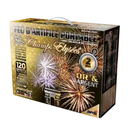 FEU D'ARTIFICE PORTABLE® CHAMPS-ÉLYSÉES® OR ET ARGENT 2MN
