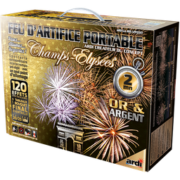 [22517LPF] FEU D'ARTIFICE PORTABLE® CHAMPS-ÉLYSÉES® OR ET ARGENT 2MN