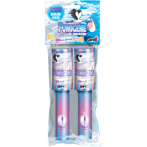 [33101] FUMIGÈNE A MAIN A CHANGEMENT DE COULEUR BLANC A BLEU