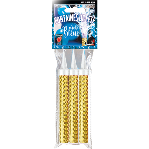 [32169] SACHET DE 3 FONTAINES 120MM GERBE BLEUE