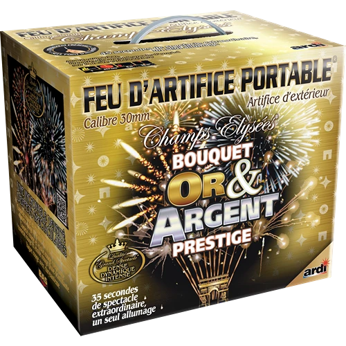 [22520] FEU D'ARTIFICE PORTABLE® BOUQUET OR ET ARGENT PRESTIGE
