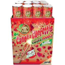 CANON LANCE-CONFETTIS CŒURS ROUGES 30CM ECO FRIENDLY