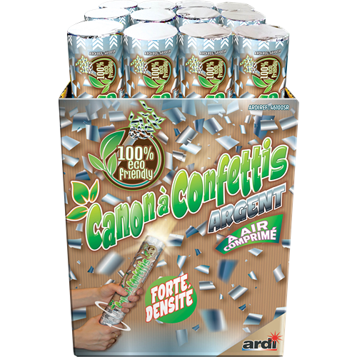 [46100SR] CANON LANCE-CONFETTIS ARGENT 30CM ECO FRIENDLY