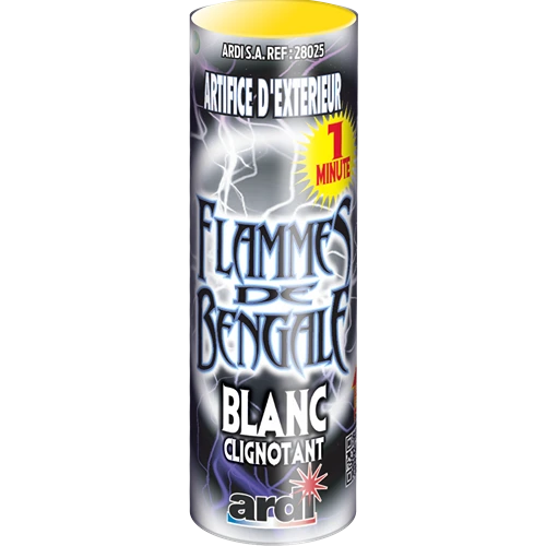 [28025P] FLAMME DE BENGALE 1min BLANC CLIGNOTANT (pièce)