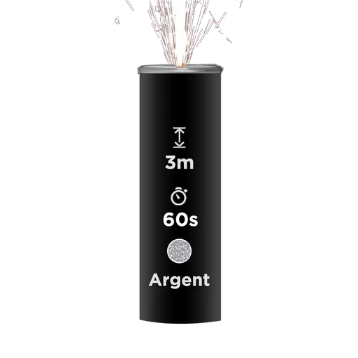 [SJET3M60A] JET SCENE SPARKLERS FULL BLACK - Fontaine Int Ext Argent - 3m/60s