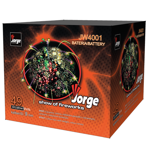 [JW4001] SHOW OF FIREWORKS - Cal. 30mm - 49 Départs - Palmiers crépitants et étoiles assorties (pièce)