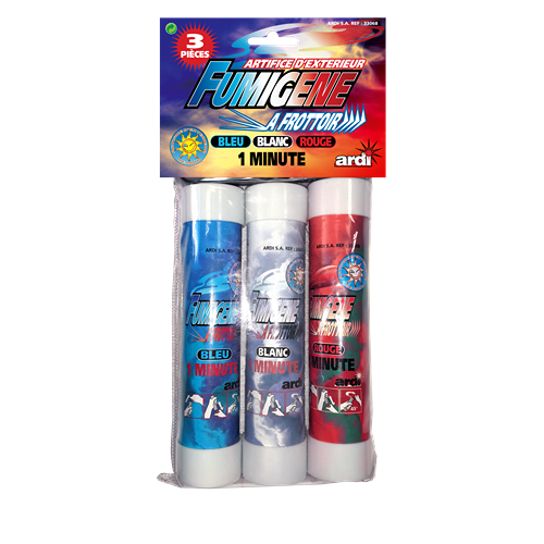 [33068] FUMIGÈNES À FROTTOIR 1MN BLEU-BLANC-ROUGE
