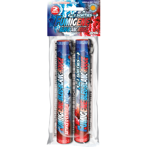 [33077] FUMIGÈNES À GOUPILLE 3 SORTIES BLEU-BLANC-ROUGE