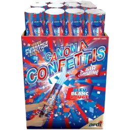 CANON LANCE-CONFETTIS BLEU, BLANC, ROUGE 30CM