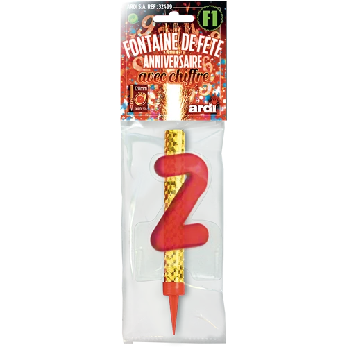 [SC32502] 12 FONTAINE ANNIVERSAIRE 120mm ''2'' EN SACHET