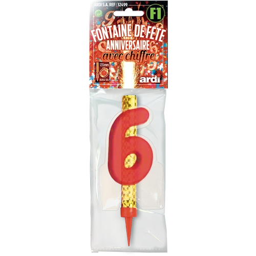 [SC32506] 12 FONTAINE ANNIVERSAIRE 120mm ''6'' EN SACHET