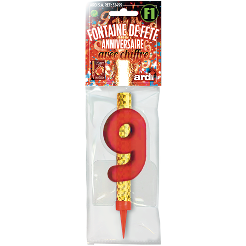 [SC32509] 12 FONTAINE ANNIVERSAIRE 120mm ''9'' EN SACHET