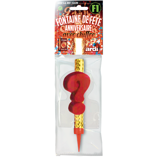 [SC32510] 12 FONTAINE ANNIVERSAIRE 120mm ''?'' EN SACHET