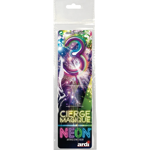 [SC25203] CIERGE MAGIQUE NÉON ASSORTI 3