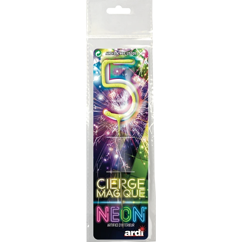 [SC25205] CIERGE MAGIQUE NÉON ASSORTI 5