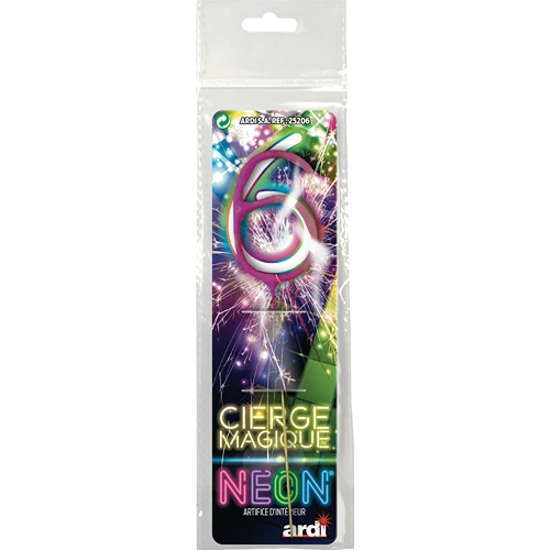 [SC25206] CIERGE MAGIQUE NÉON ASSORTI 6
