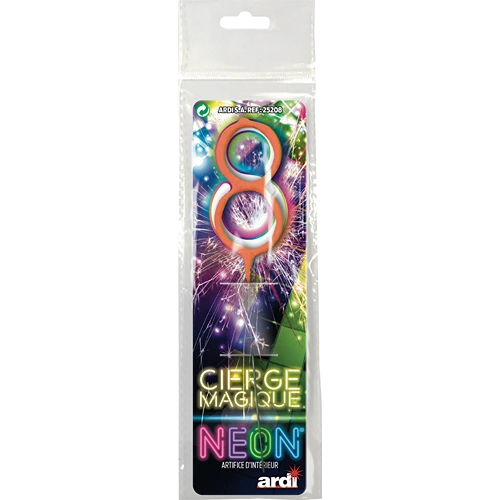 [SC25208] CIERGE MAGIQUE NÉON ASSORTI 8