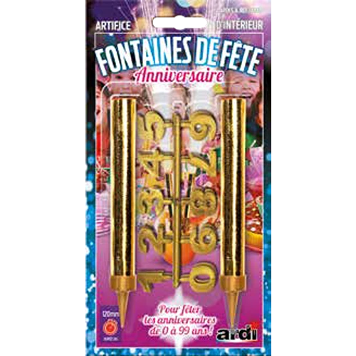 [32027] FONTAINES DE FÊTE 120MM ANNIVERSAIRE ET CLIPS CHIFFRES