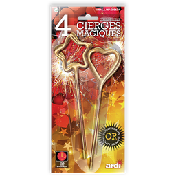 Accessoire de Décoration pour Gateaux Anniversaire Cierge Magique Chiffre 0  + 2 Cierges Magiques forme Coeur + 2 Cierges Magiques Forme Étoile 18cm